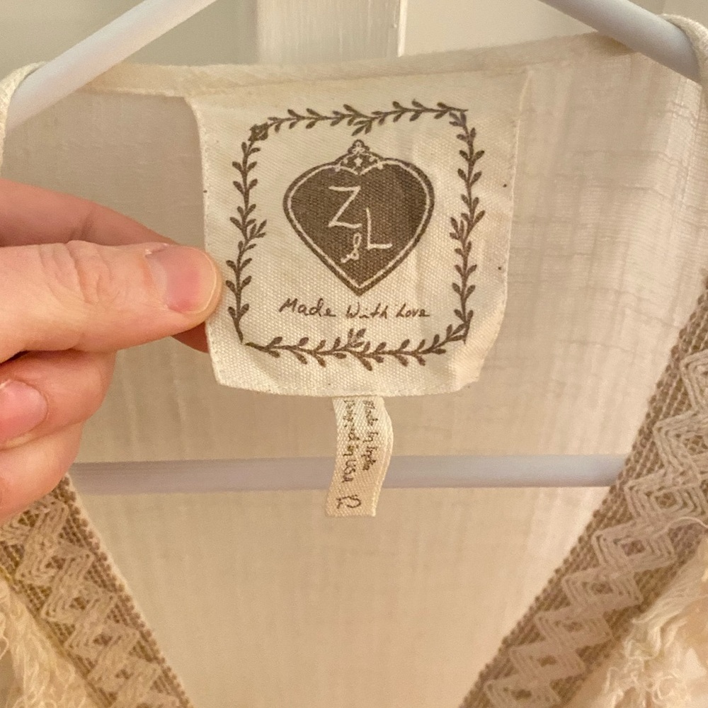 Z & L Europe CoverUp Maxi Ivory Boho Fringe Duster Tassels Caftan Tunic Swim FS - Picture 9 of 9